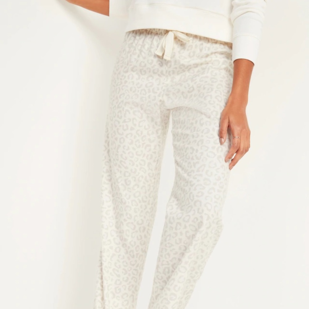 Mid-Rise Leopard Micro Fleece Pajama Pants Tall